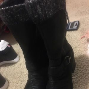 Black leather boots